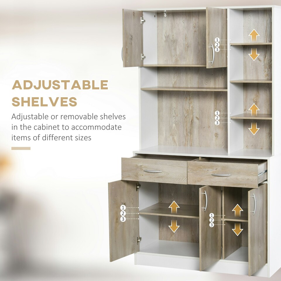 image 1 of HOMCOM Kitchen Buffet w/ Hutch Multi Storage Cupboard Cabinet Server Sideboard