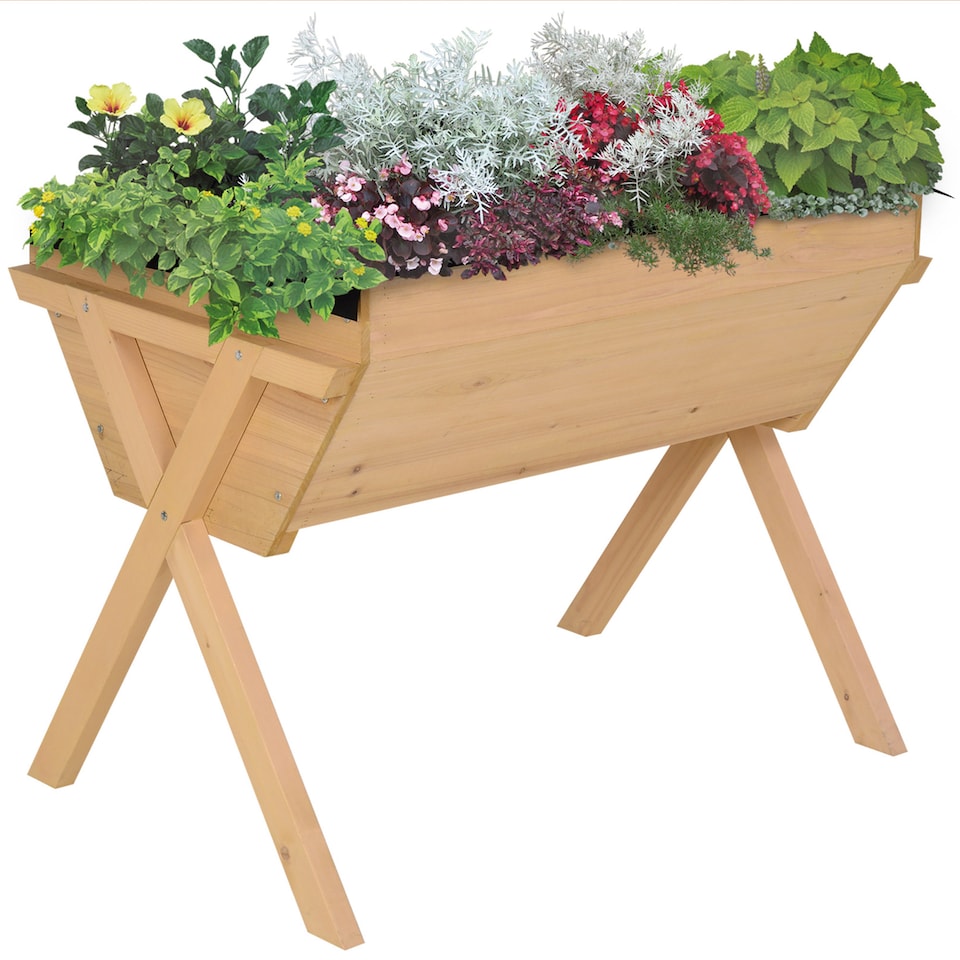 image 1 of Outsunny Wooden Planter Raised Bed Stand Vegetable Flower Bed