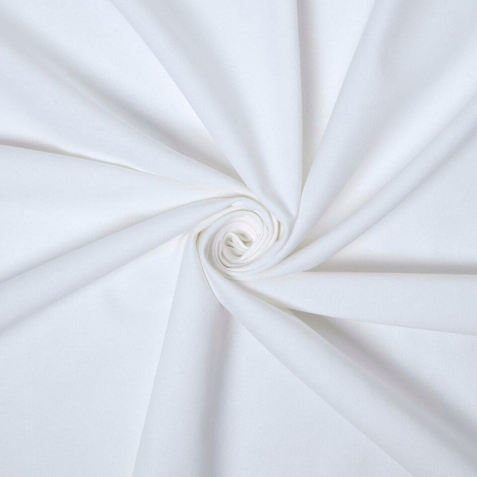 image 1 of Homescapes Pure Cotton Plain White Fabric 150 cm Wide | White | 150cm(60") wide, sold per metre length