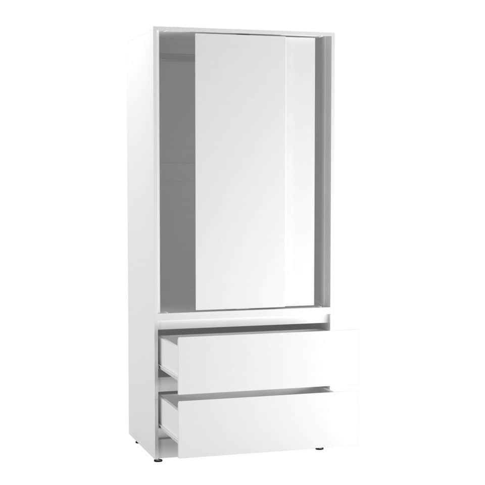 image 1 of URBNLIVING 2 Sliding Door Wardrobe With 2 Drawers And Hanging Rail | White | White Doors | 1