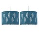 image 1 of First Choice Lighting Set of 2 Fern Teal Cut Out 25cm Pendant Lightshades Green | Silver