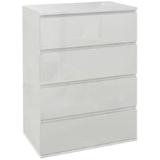 HOMCOM Bedroom Chest of Drawers, High Gloss 4 Drawers Dresser, Grey