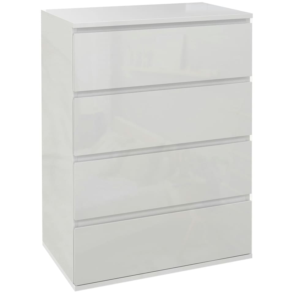 image 1 of HOMCOM Bedroom Chest of Drawers, High Gloss 4 Drawers Dresser, Grey