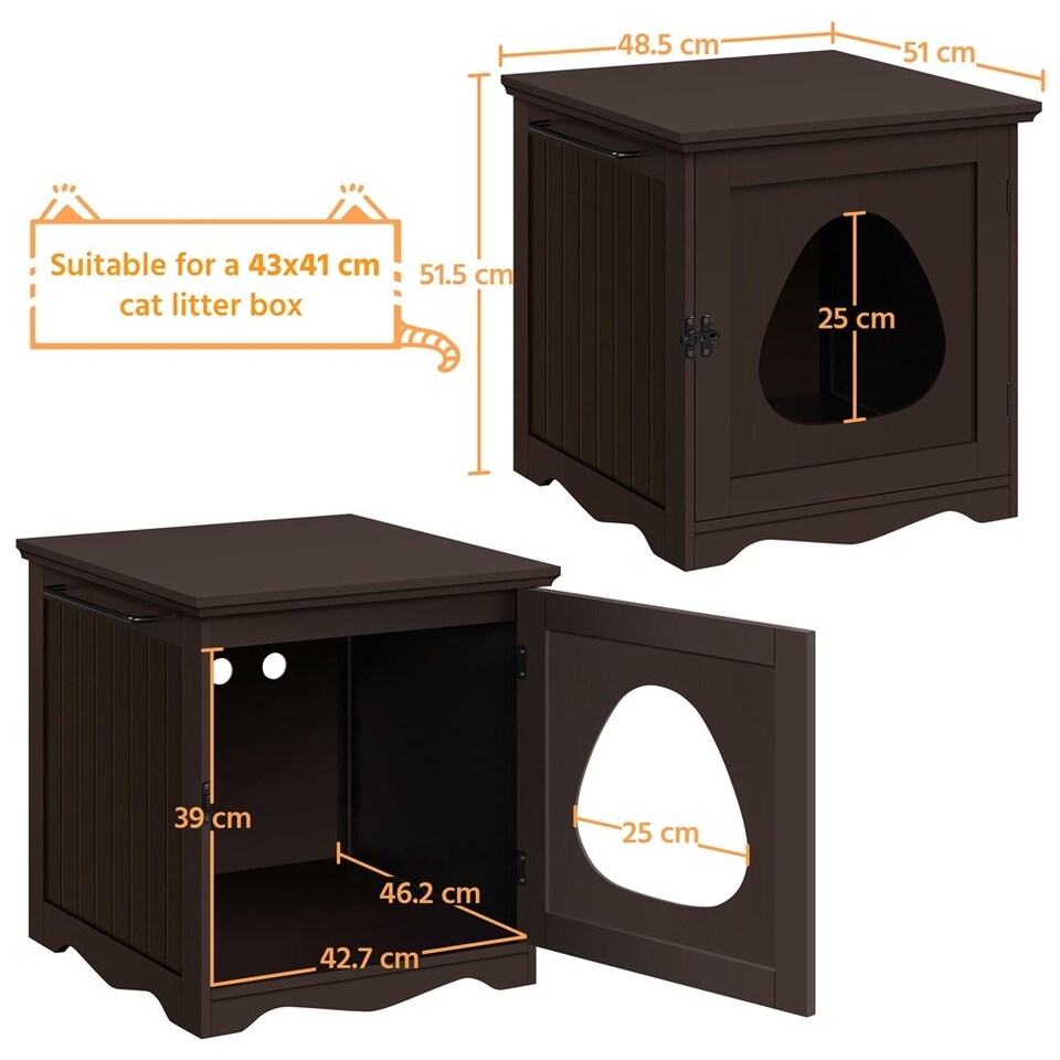 image 1 of Yaheetech Wooden Enclosed Litter Box N/A | Espresso | One Size