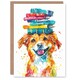 image 1 of Book Stack On Head Girl Boy Kids Dog Daughter Son Birthday Card