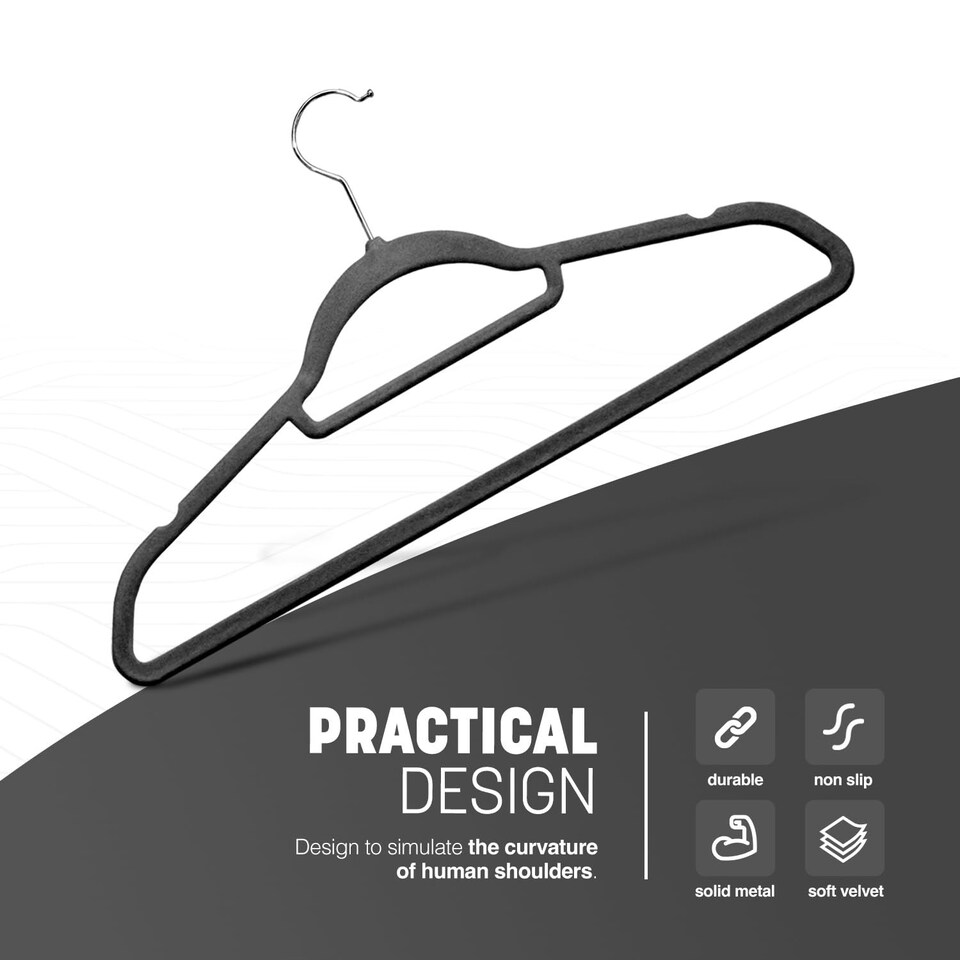 image 1 of Keplin Velvet Non-Slip Clothes Hangers with Tie Bar and Swivel Hook, 30 Pack