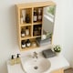 image 4 of Wooden Bathroom Wall Storage Cabinet Organiser Natural Brown Brown