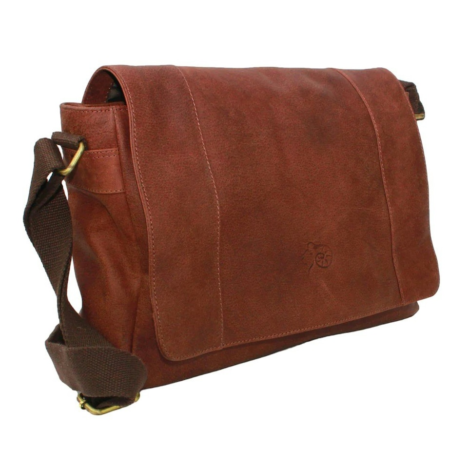 image 1 of Eastern Counties Leather Jacob Distressed Leather Messenger Bag - Tan - One Size | Brown