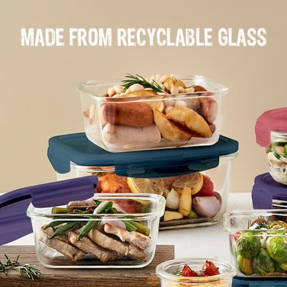 image 1 of LocknLock Eco Glass Food Container Dishwasher Safe Round Storage Box - 950 ml