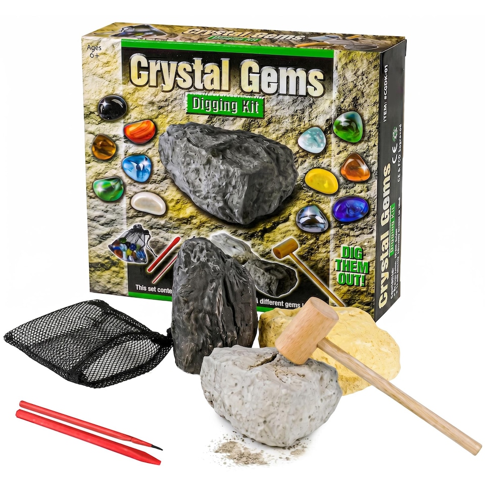 image 1 of The Magic Toy Shop Crystal Gems Digging Kit Science Toy 12 Gems