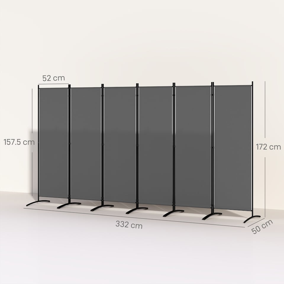 image 1 of Outsunny 6 Panel Folding Room Divider, Portable Metal Partition Separator