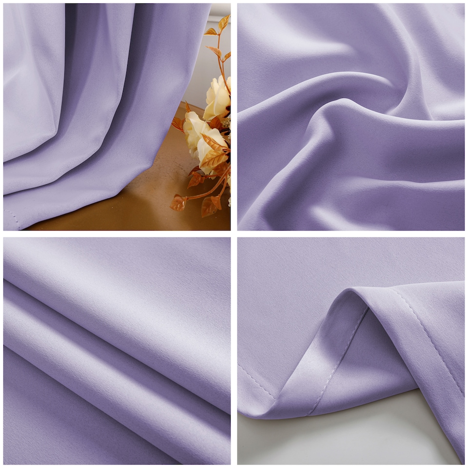 image 1 of Lilac Eyelet Curtains - Thermal Blackout Curtains - 46 x 54 Inch Drop - 2 Panel | Purple | One Size