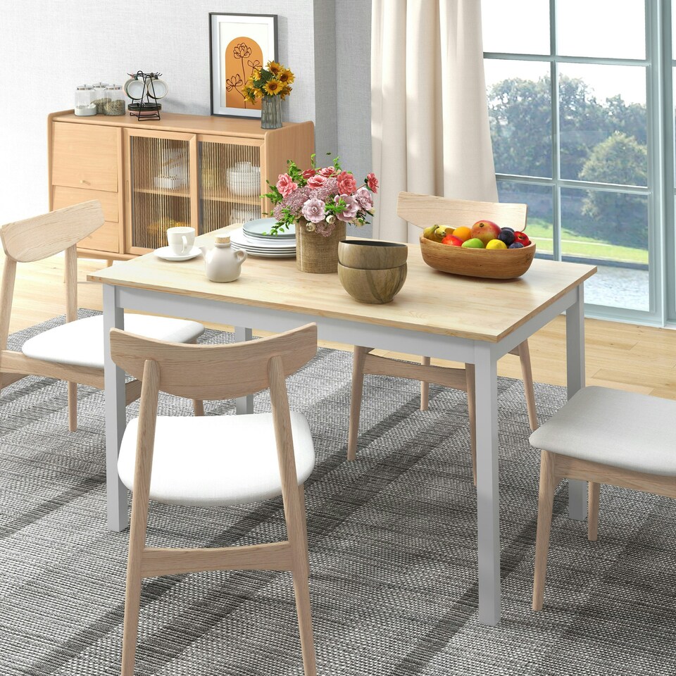 image 1 of HOMCOM Dining Table Farmhouse Kitchen Table w/ Wood Frame for Dining Room