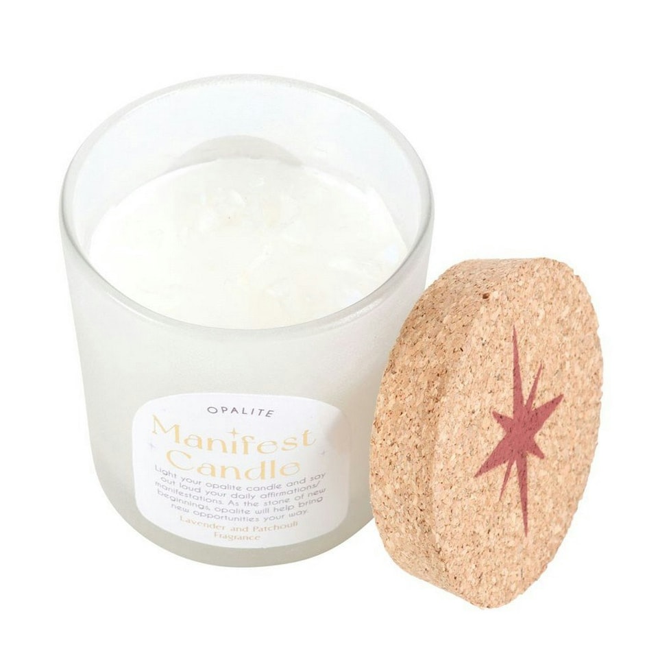 image 1 of Something Different Manifestation Lavender & Patchouli Opalite Candle - Clear/White - One Size