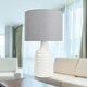 image 5 of Ripple - Off White Ribbed Ceramic Table Lamp with Grey Fabric Shade White | Grey