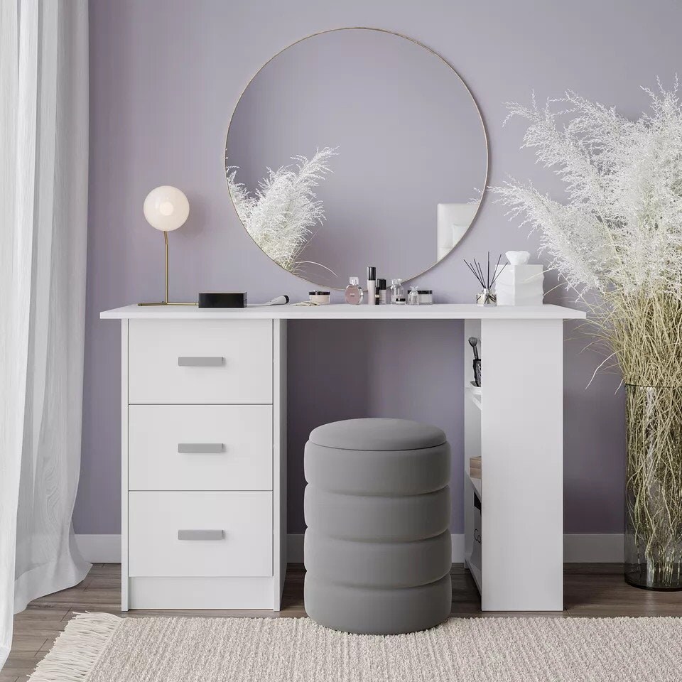 image 1 of 3-Drawer 3-Shelf Desk with Customizable Layout Black | 0