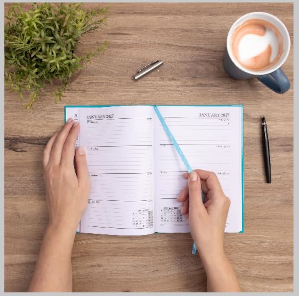 image 1 of 2026 2027 Academic Diary A5 Week to View - Mid Year Student Planner August 2026 to July 2027 - Hardback School College Organiser with Ribbon Bookmark (Purple) | Purple | Purple