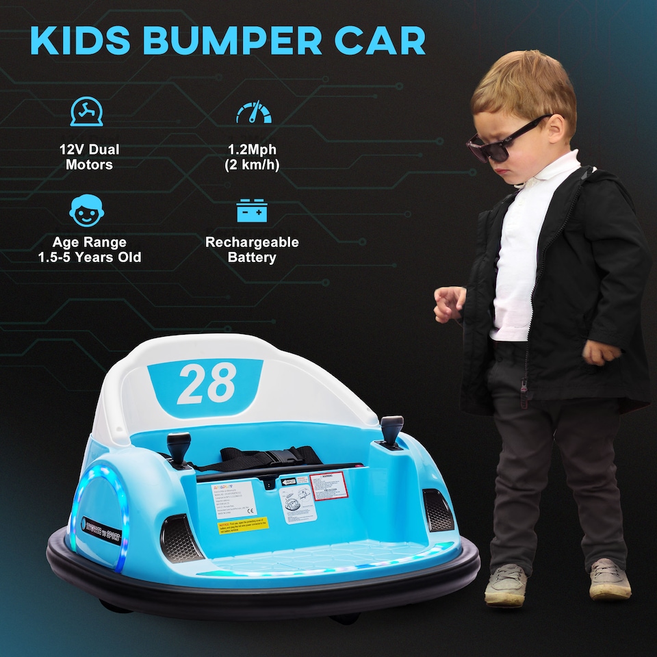 image 1 of AIYAPLAY 360° Rotation 12V Kids Bumper Car w/ Remote Control | Blue