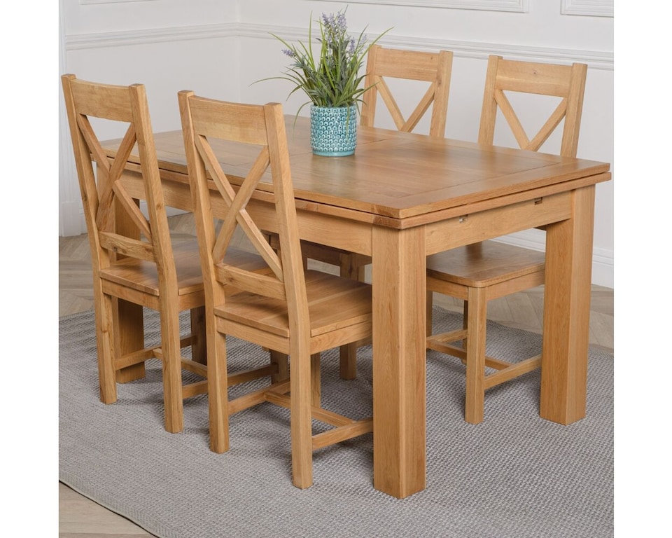 image 1 of Richmond 140-220cm Oak Extending Dining Table and 4 Berkeley Chairs | Brown | Brown
