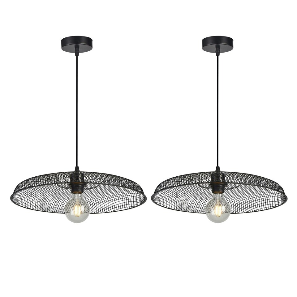 image 1 of Set of 2 Cassidy - Large Black Mesh Ceiling Pendant Lights Black