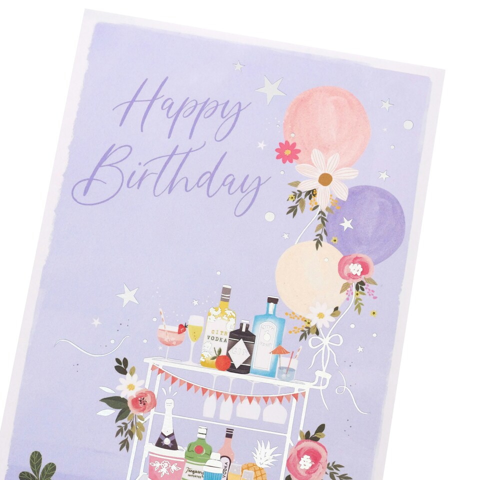image 1 of Birthday Card - Drinks Trolley