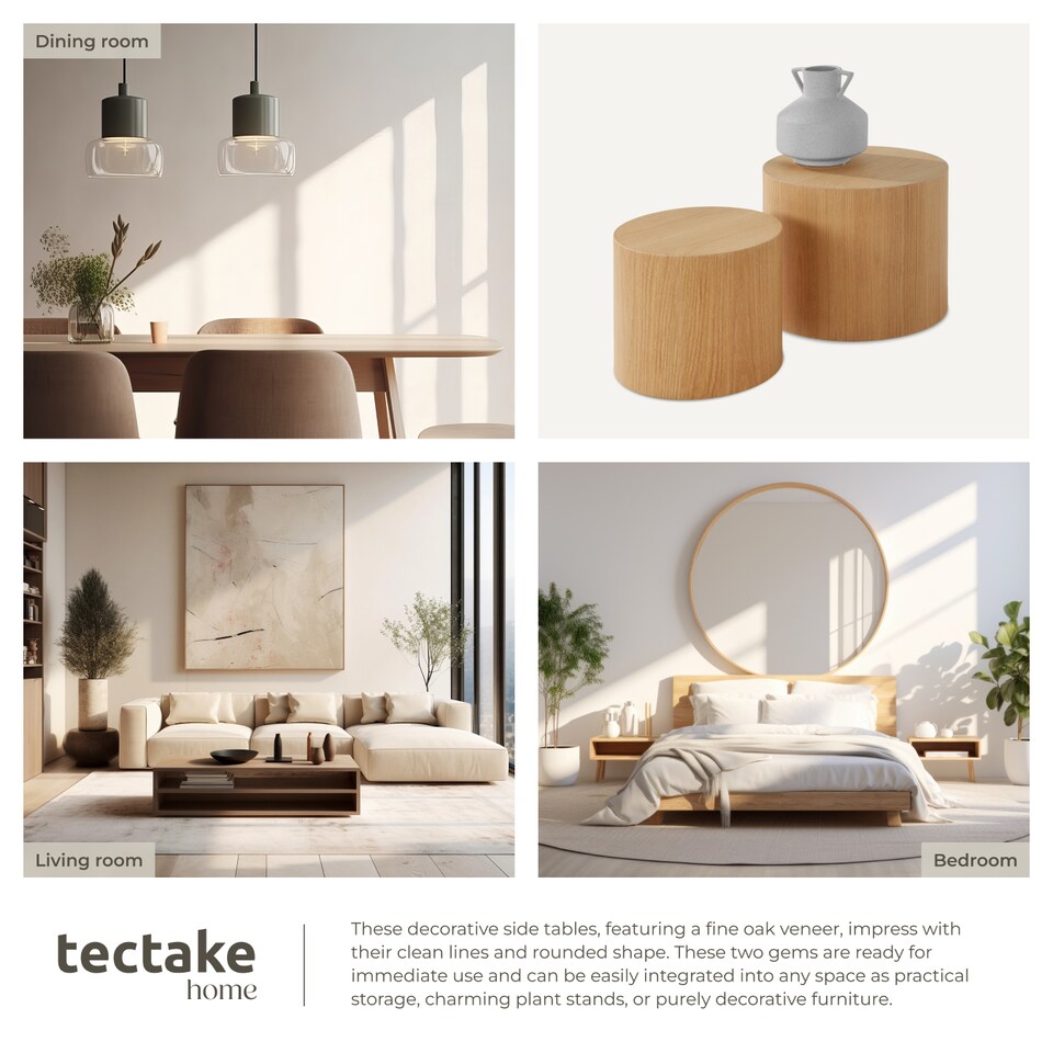 image 1 of Coffee Tables Danny - 2 piece set, round, oak effect