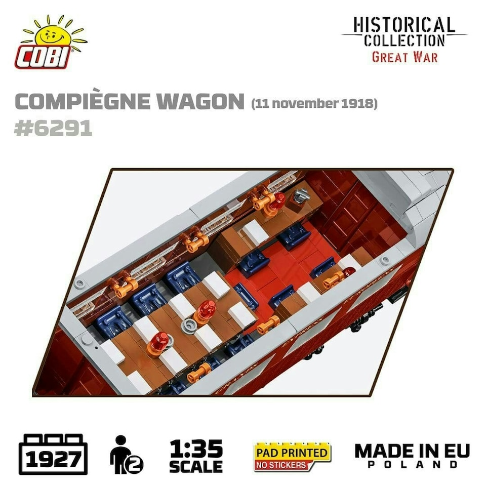 image 1 of Compiegne wagon brick model 1918 - COBI 6291 - 1945 bricks