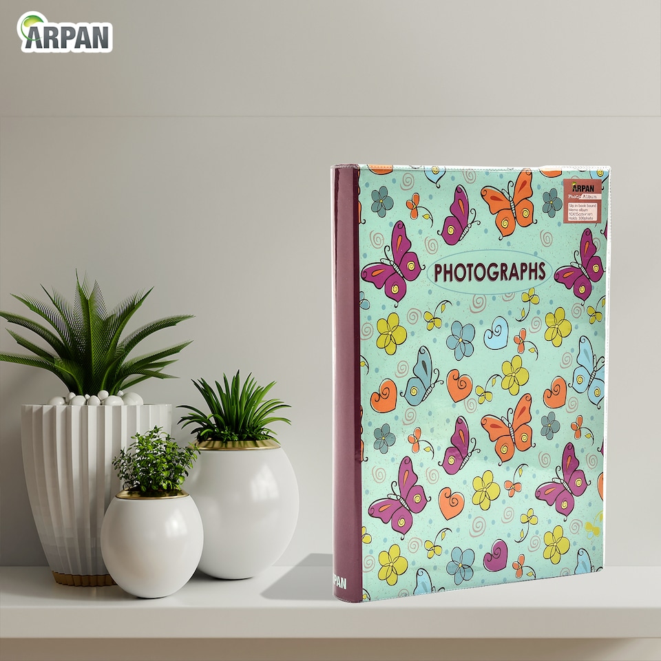 image 1 of ARPAN Slip In Case Memo Photo Album for 300 Photos 4x6" (10x15cm) – Hardcover Picture Album with Memo Writing Space for Family, Wedding & Travel Memories