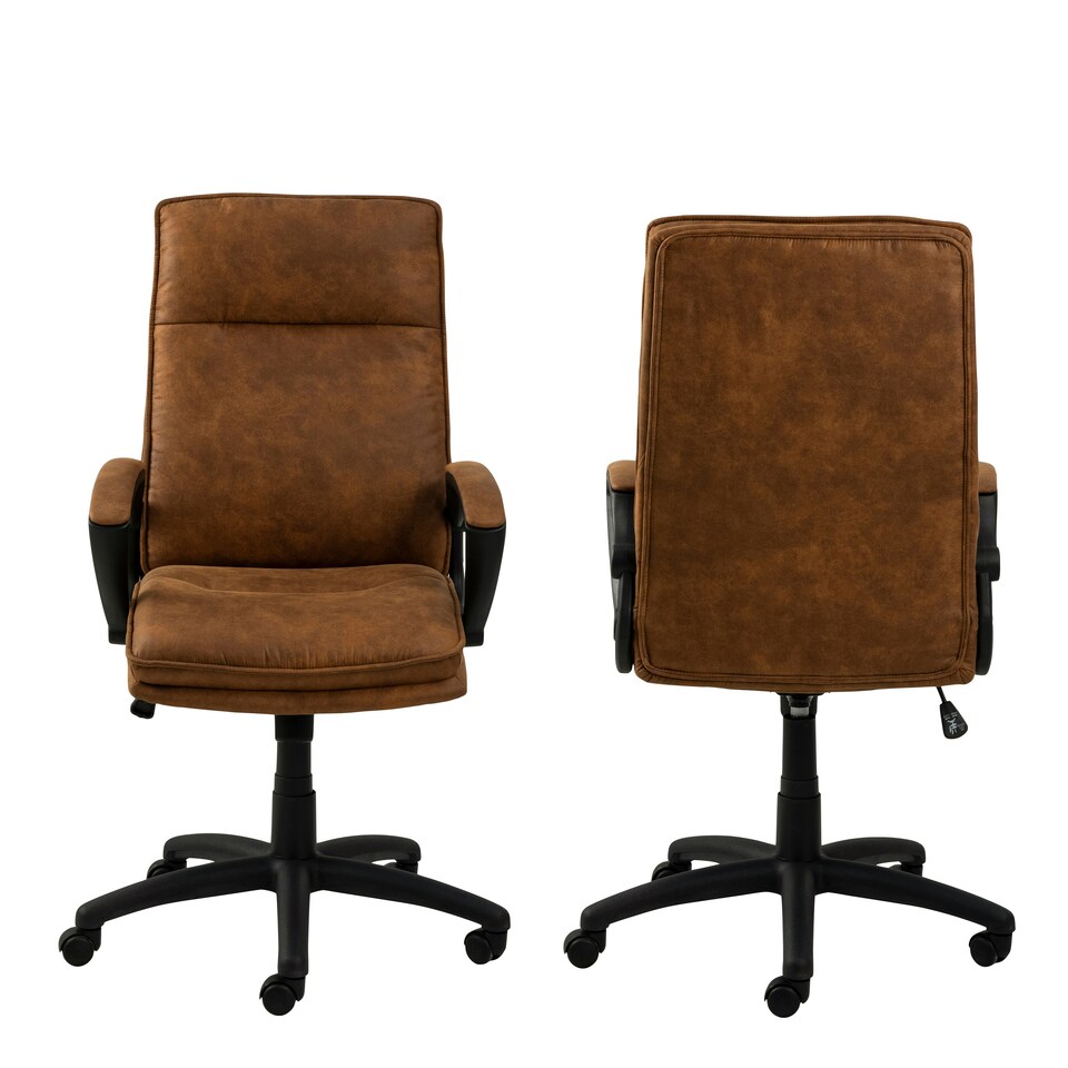 image 1 of Brad Swivel Office/Desk Chair with Armrest in Brown