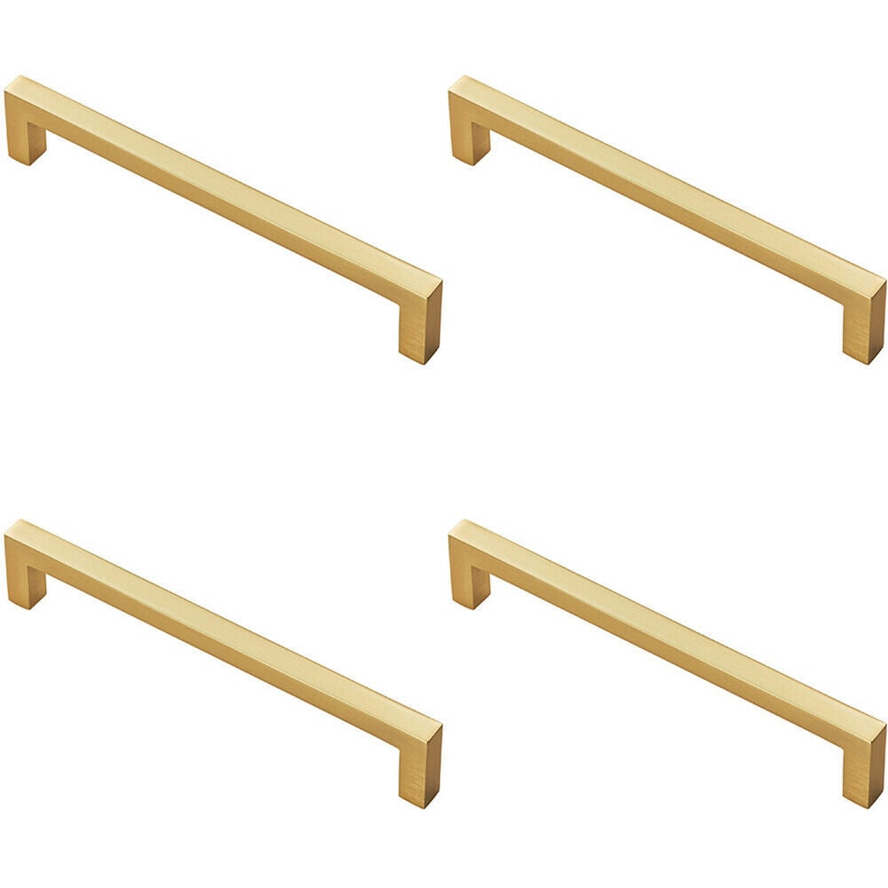 Loops 4x Square Block Pull Handle 170 x 10mm 160mm Fixing Centres Satin Brass in Metallics
