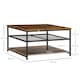 image 3 of HOMCOM Coffee Table, Living Room Table with 3-Tier Storage Shelves, Square Tea Table for Home Office, Rustic Brown | Brown