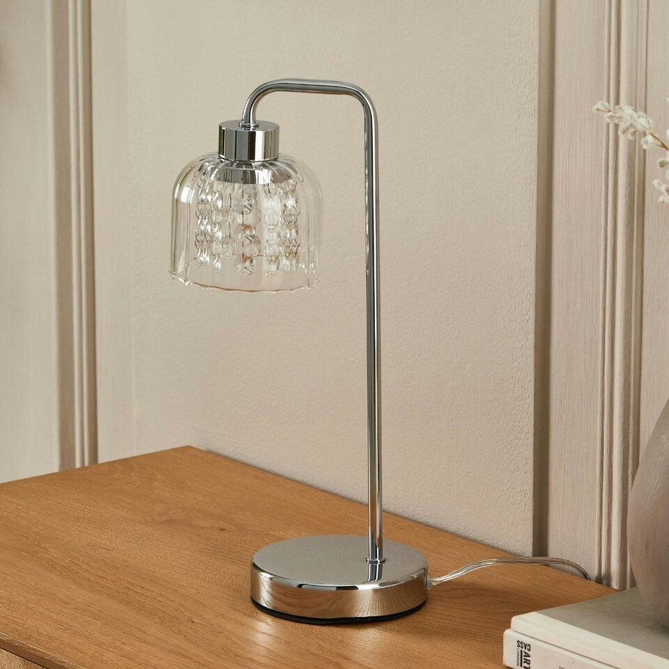 image 1 of Yarrow Polished Chrome & Glass Table Lamp
