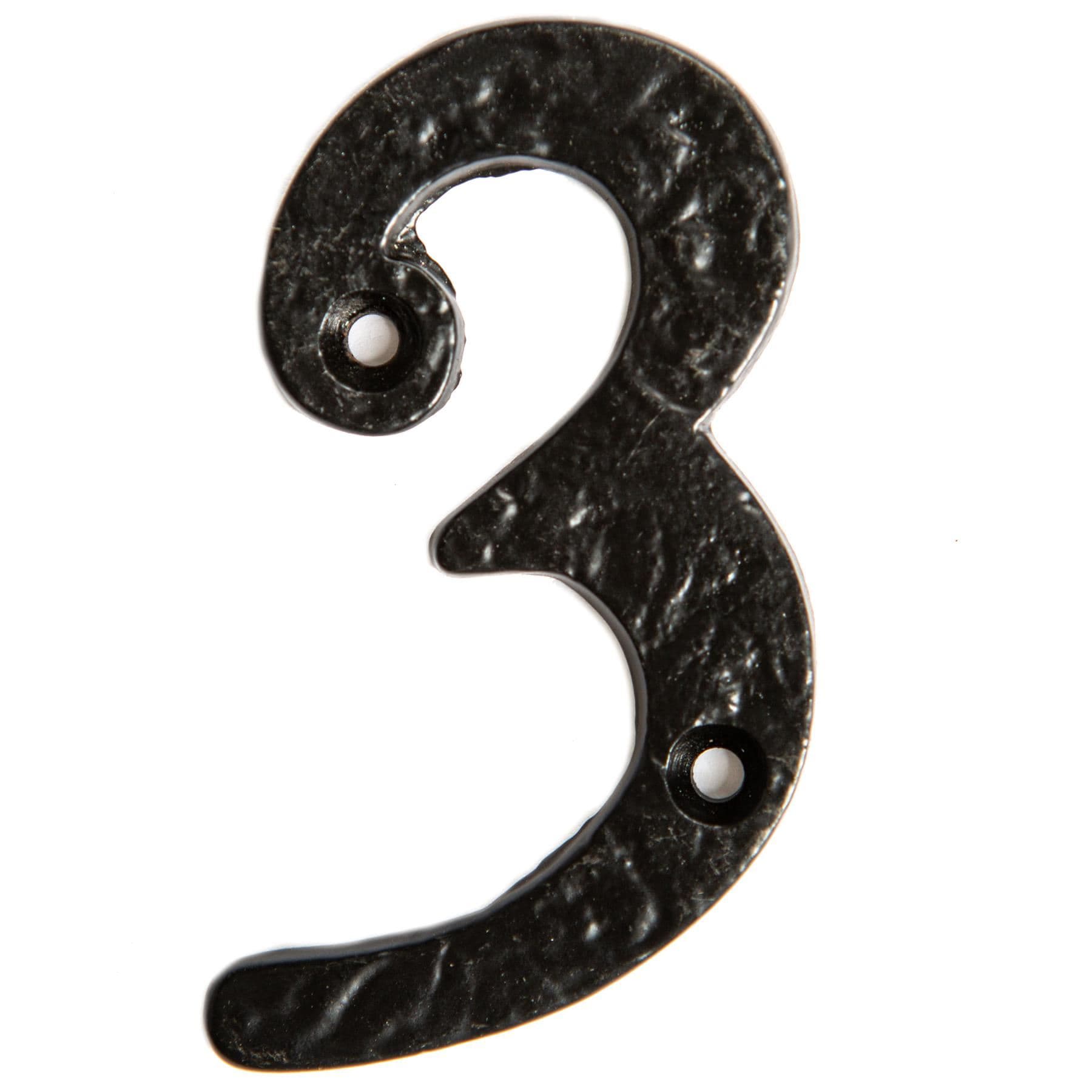 Hammer and Tongs Rustic Iron Numeral - Number 3 - H75mm in Black