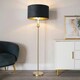 image 1 of ValueLights Marissa Gold Stacked Ball Floor Lamp with Black Velvet with Gold Inner Shade