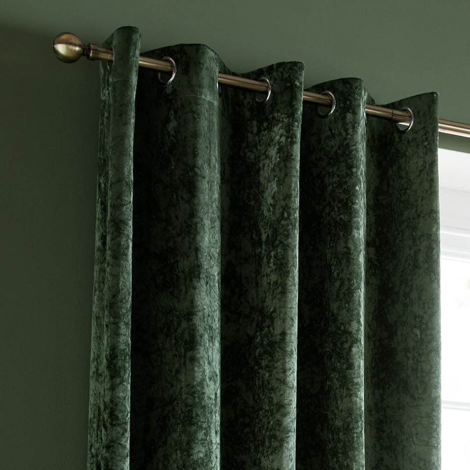 image 1 of Catherine Lansfield Crushed Velvet Lined Eyelet Curtains