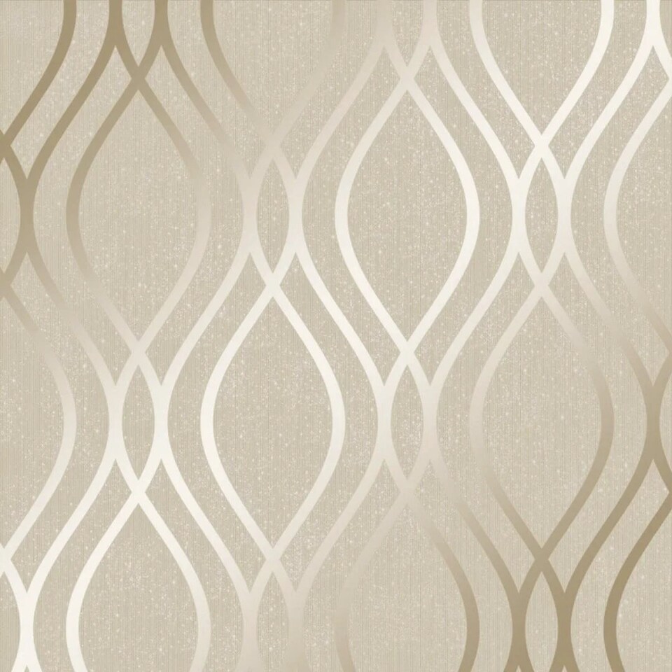 Sample of Camden Wave Wallpaper in Cream and Gold | Cream | Cream and Gold