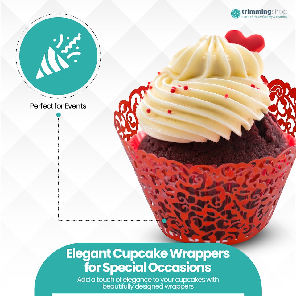 image 1 of Cupcake Wrappers Laser Cut Floral Design Paper Cup Holders - 25pcs