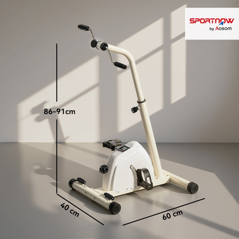 image 1 of SPORTNOW Seated Pedal Exerciser with Dual Massage and LCD Display, White | White