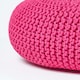 image 4 of Homescapes Hot Pink Large Round Cotton Knitted Pouffe Footstool