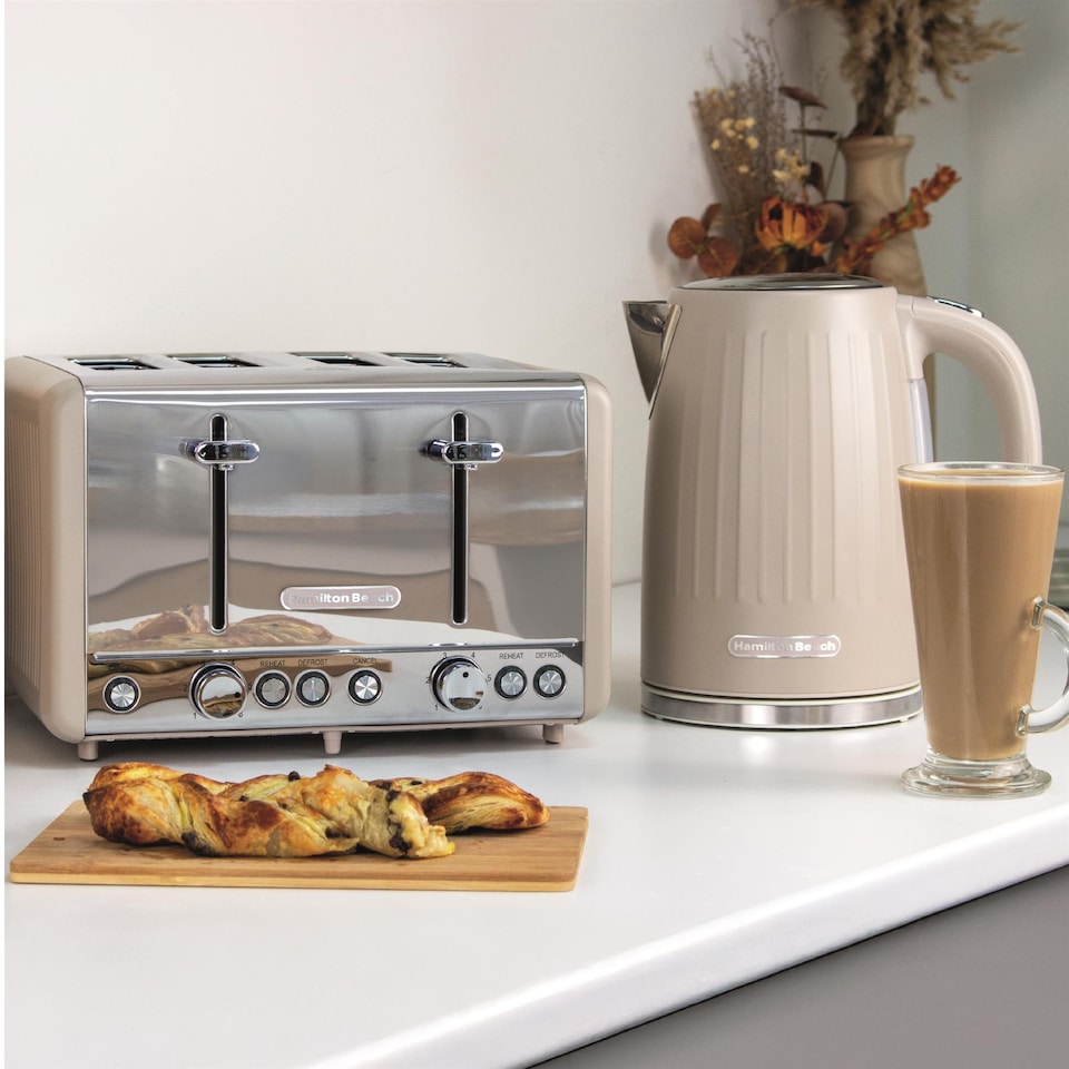 image 1 of Hamilton Beach Harmony Kettle & Toaster Set - Cappuccino
