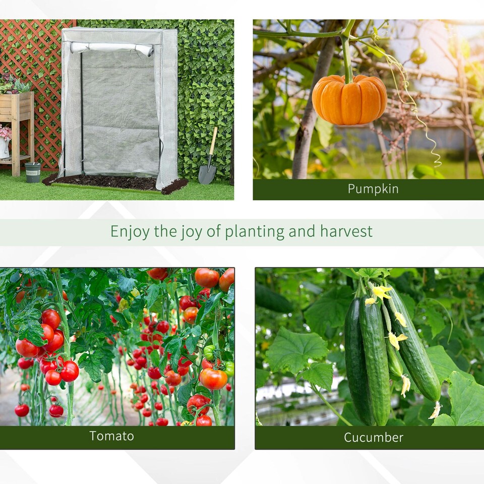image 1 of Outsunny 100 x 50 x 150cm Greenhouse w/ Zipper Roll-up Door Outdoor