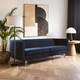 image 1 of Velvet Upholestred Dark Blue Sofa,3-Seater Lounge Sofa With Low Armrests,Luxe Couch, Sofa Seat For Patio | Blue | Two Seater