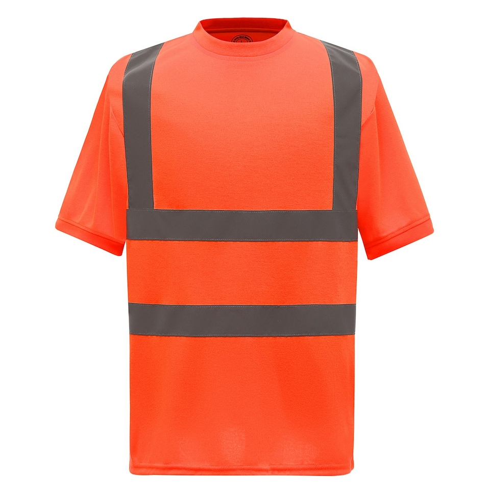 image 1 of Yoko Unisex Adult Hi-Vis Safety Short-Sleeved T-Shirt - Orange - S