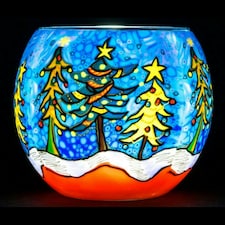 Milford Collection Tealight Holder Glass Nightlight Snowy Christmas