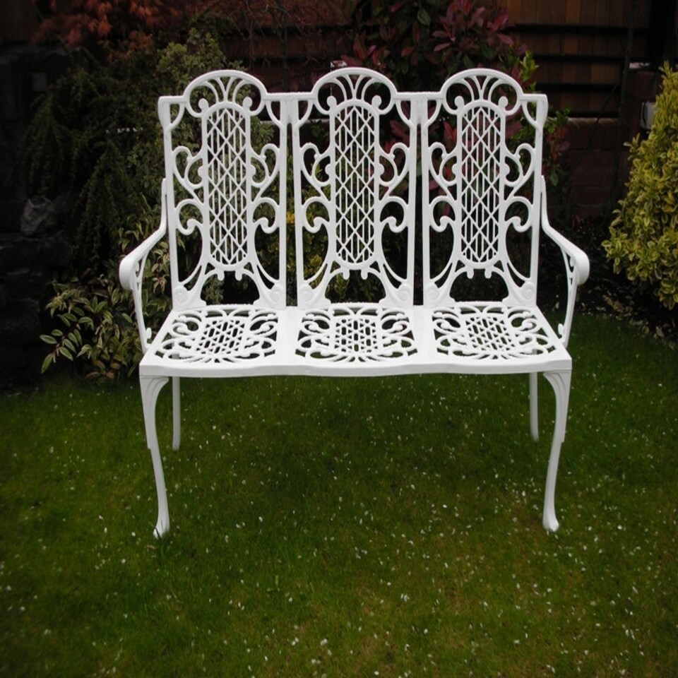 image 1 of Victorian Bench (3 Seater) British Made, High Quality Cast Aluminium Garden Furniture - L55 x W145 x H101 cm Black