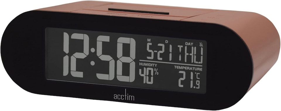 image 1 of Acctim Kian Digital Alarm Clock Crescendo Alarm Date, Temperature & Humidity Display Pop Up Alarm | Pink | Soft Coral