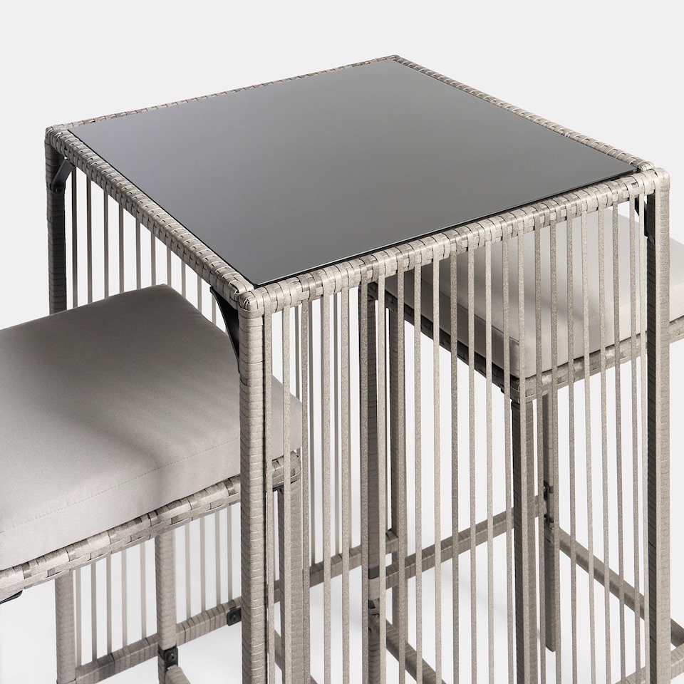 image 1 of OHS Amalfi Bistro Set Outdoor Table Bar Stool Chair Garden Patio Furniture | Grey