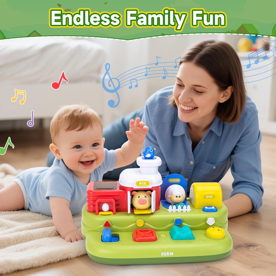 image 1 of Farm Animal Pop-Up Activity Toy with Music & Sounds