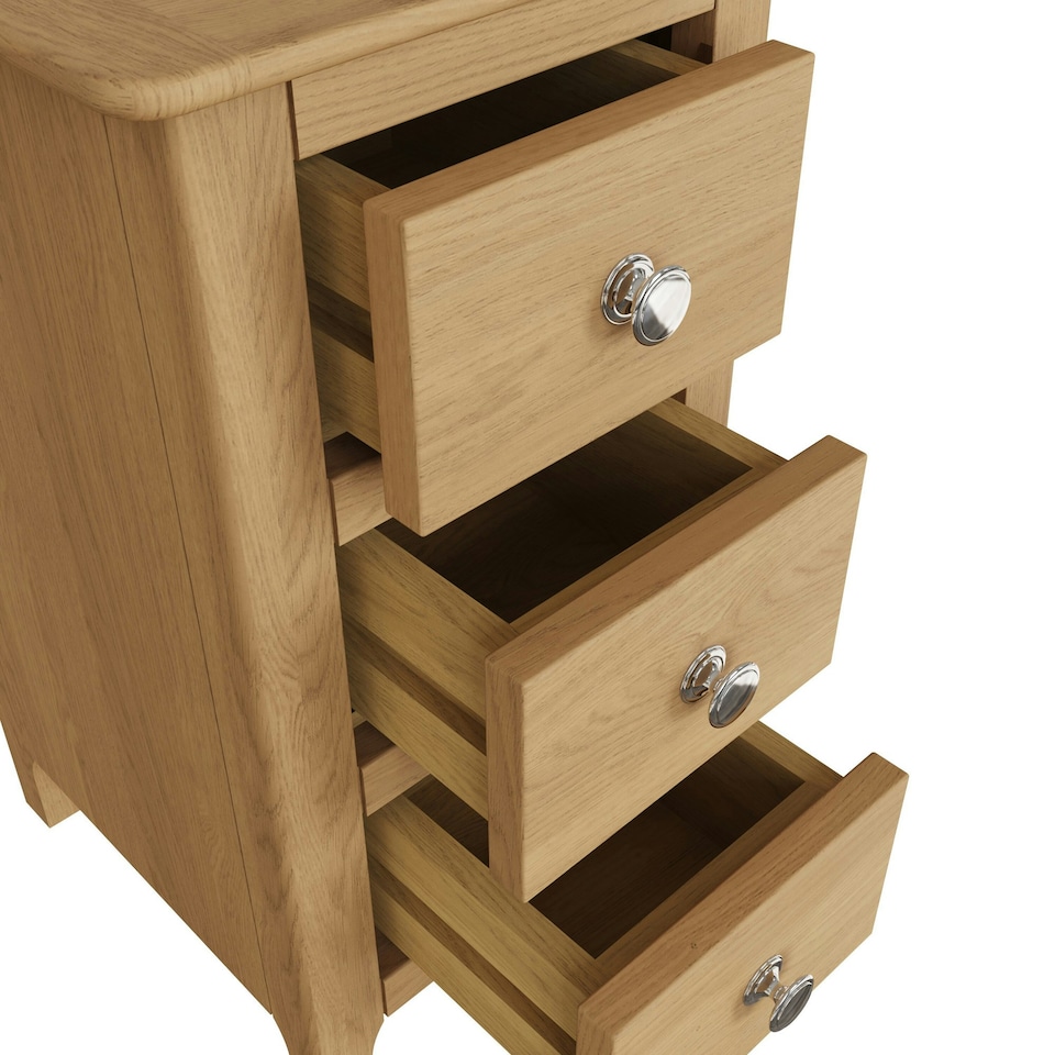 image 1 of Taberno Oak 3 Drawer Bedside Table Nightstand Cabinet Natural Oak