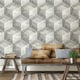 image 2 of NuWallpaper NU2085 Bauhaus Weathered Wood Peel & Stick Wallpaper, Grey Multi